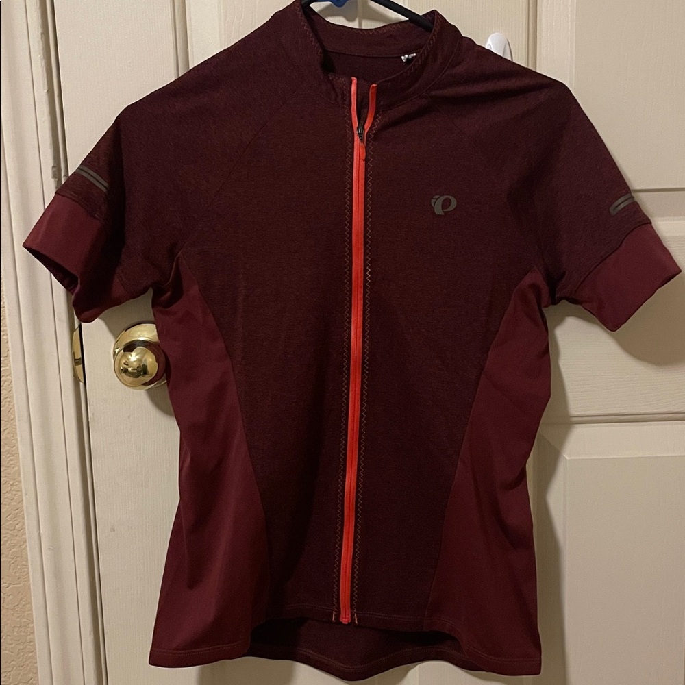Pearl Izumi Burgundy and Blue Full Zip Cycling Top